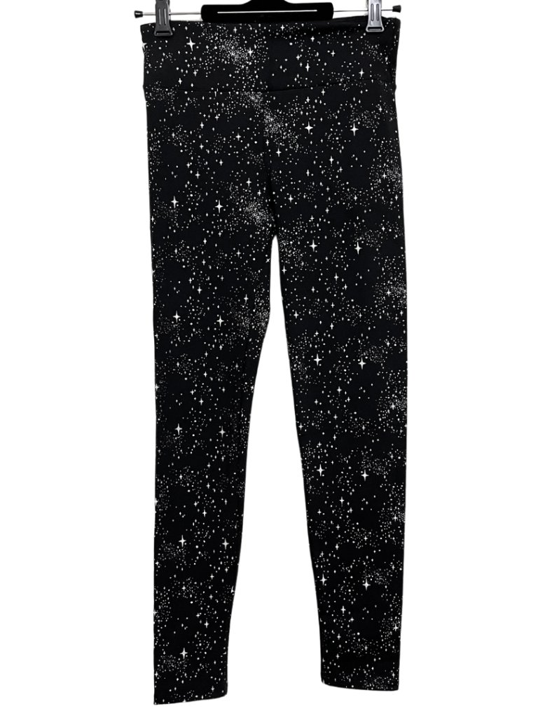 Noli Celestial Silver Holographic Foil Shimmer Star Print Black Leggings S